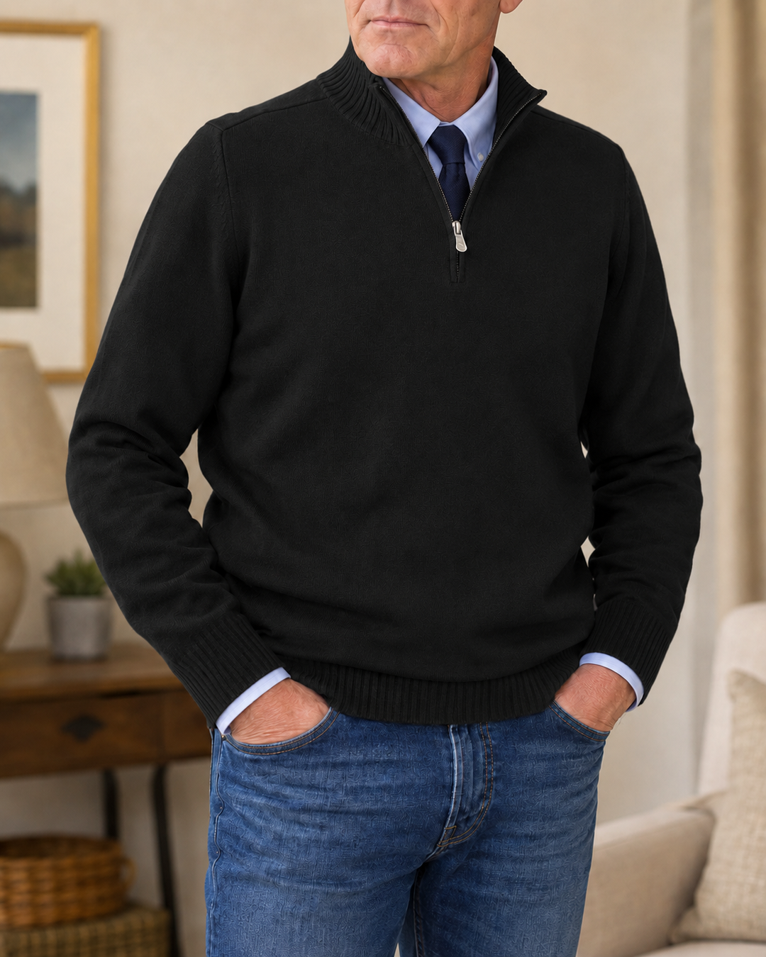 Abdel - Maglione a Maniche Lunghe Con Zip a UN Quarto