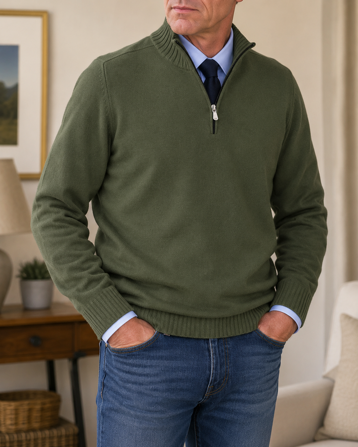 Abdel - Maglione a Maniche Lunghe Con Zip a UN Quarto