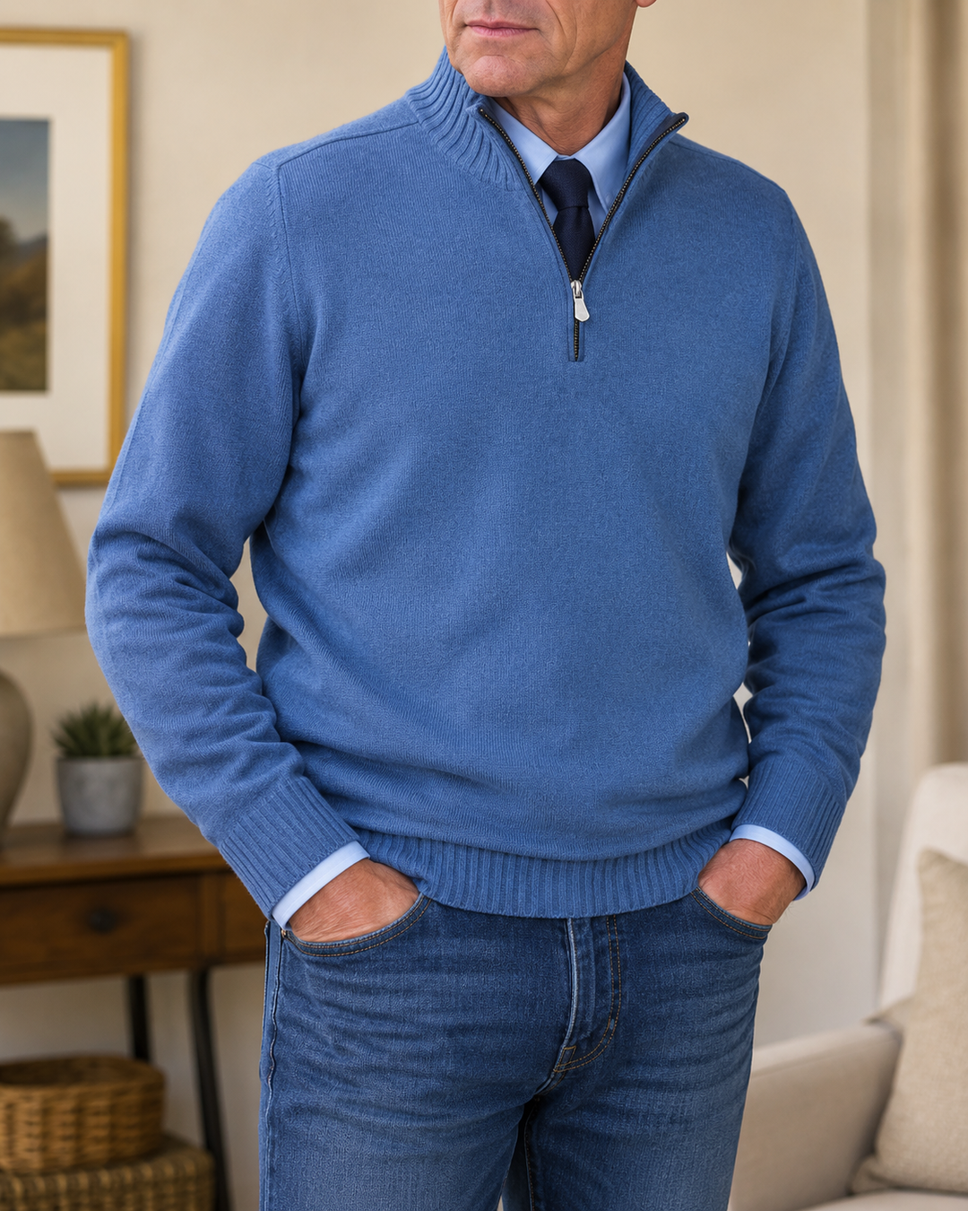 Abdel - Maglione a Maniche Lunghe Con Zip a UN Quarto