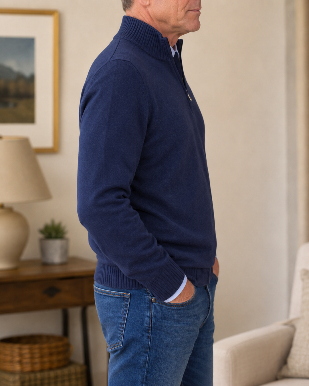 Abdel - Maglione a Maniche Lunghe Con Zip a UN Quarto