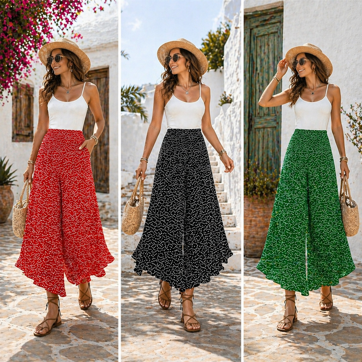 Tatiani - Pantaloni a Vita Alta E a Gamba Larga