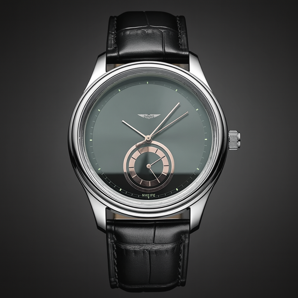 AurexTime - Orologio Classico In Pelle Con Quadrante Bicolore Dorato