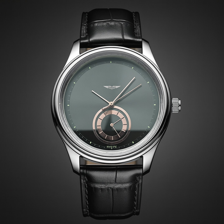 AurexTime - Orologio Classico In Pelle Con Quadrante Bicolore Dorato