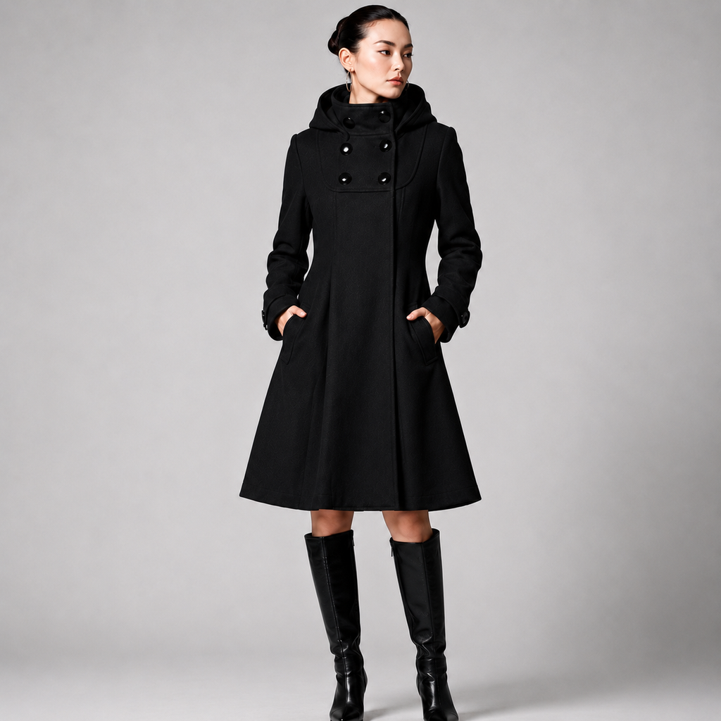 Khadidja - Cappotto Con Cappuccio E Doppiopetto
