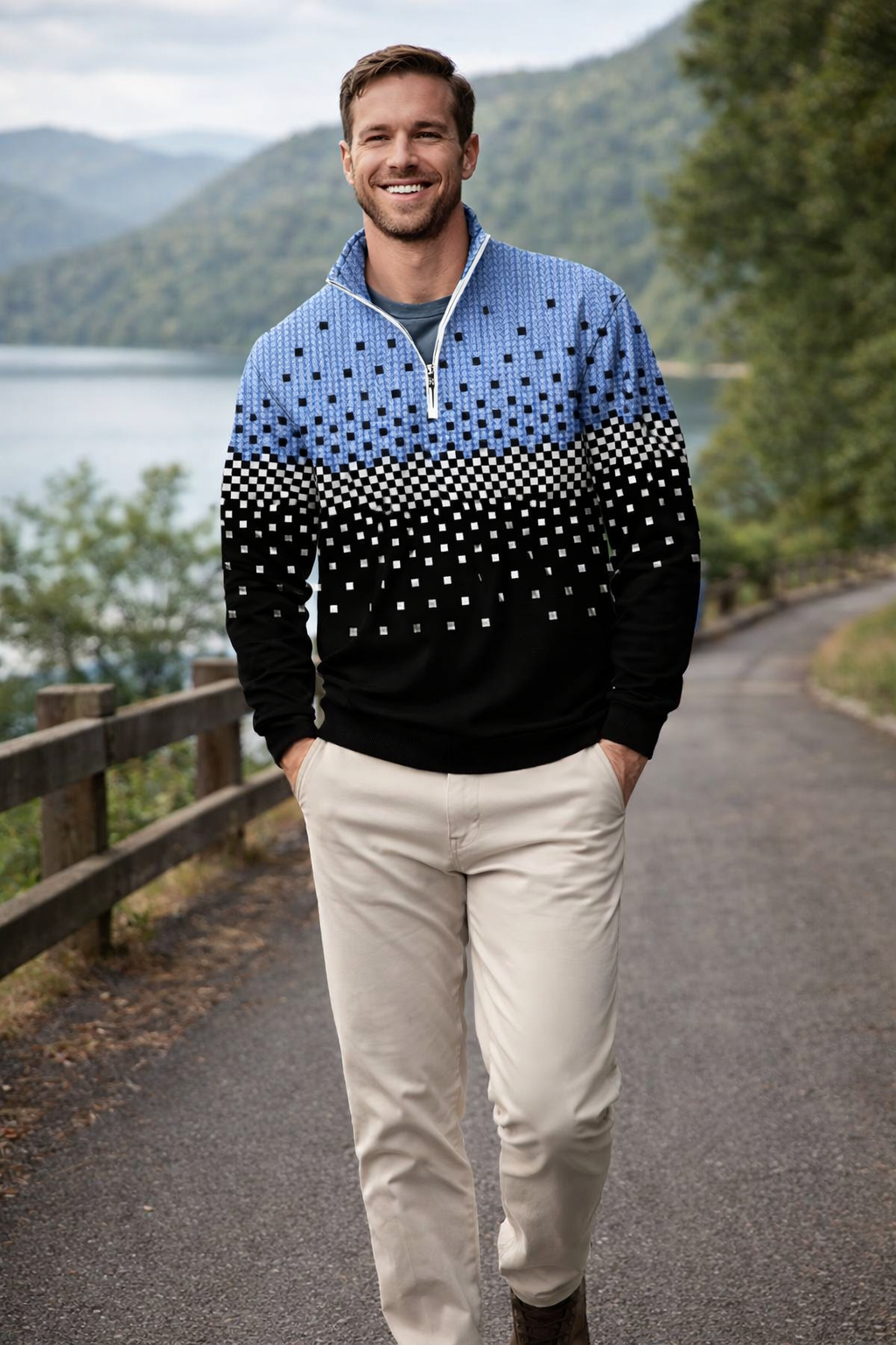 Moshe - Maglione Autunnale e Invernale Con Collo Alto