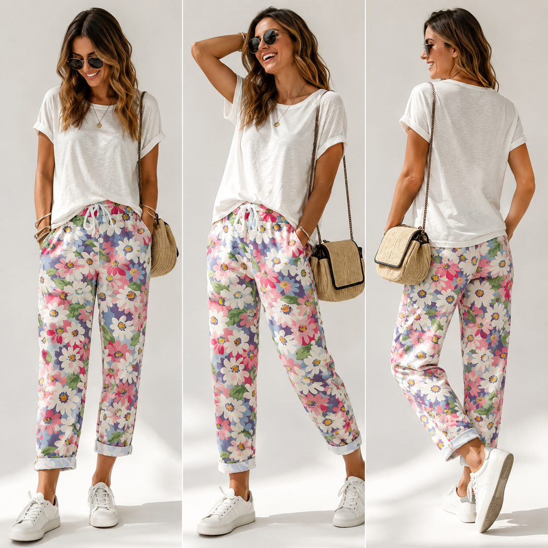 Leyza - Pantaloni Affusolati Con Stampa Floreale