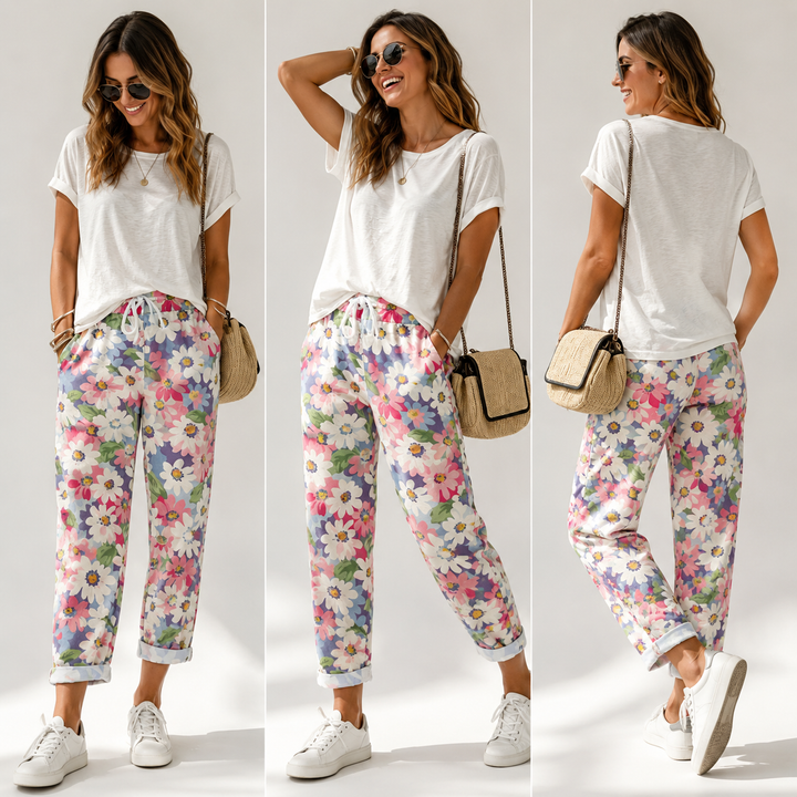 Leyza - Pantaloni Affusolati Con Stampa Floreale