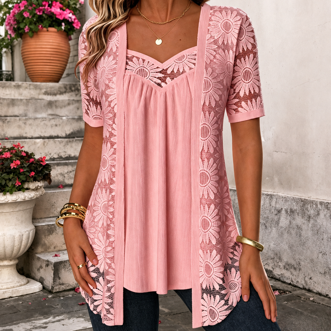 Yahaira - Elegante Camicetta a Maniche Corte