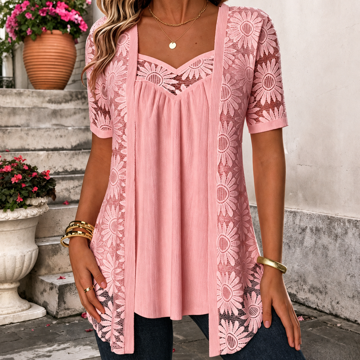 Yahaira - Elegante Camicetta a Maniche Corte