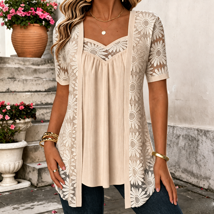 Yahaira - Elegante Camicetta a Maniche Corte