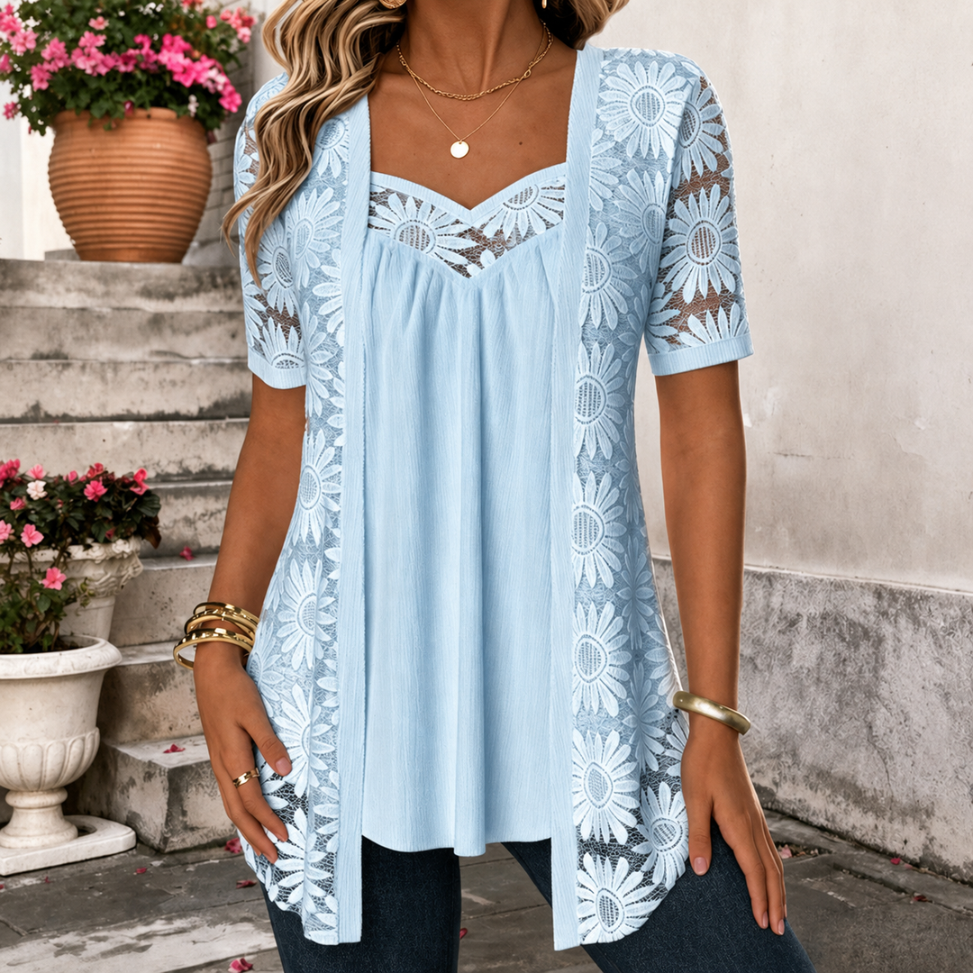 Yahaira - Elegante Camicetta a Maniche Corte