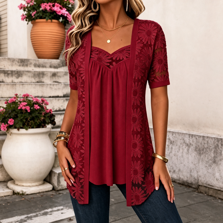 Yahaira - Elegante Camicetta a Maniche Corte