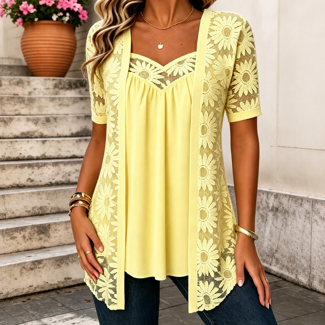 Yahaira - Elegante Camicetta a Maniche Corte