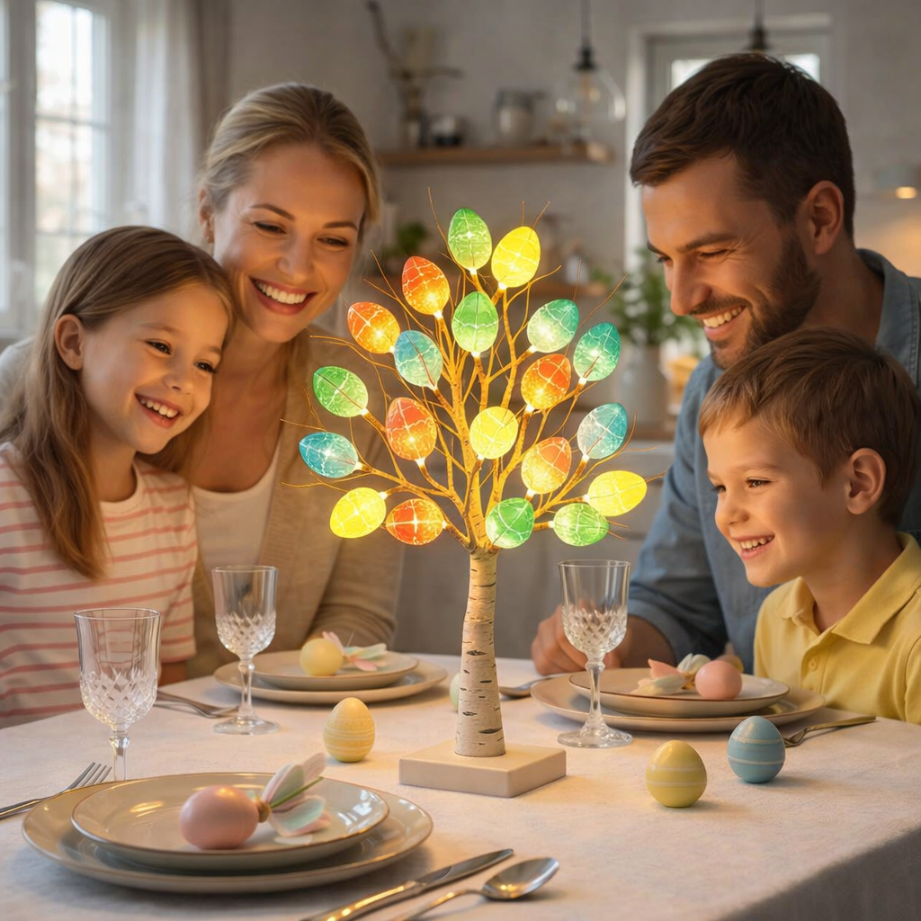 SpringAura - Albero di Pasqua Con luci LED Colorate Per Decorazioni Festive in Casa