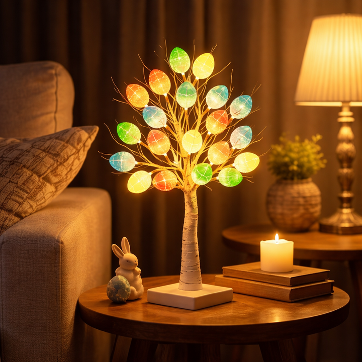 SpringAura - Albero di Pasqua Con luci LED Colorate Per Decorazioni Festive in Casa
