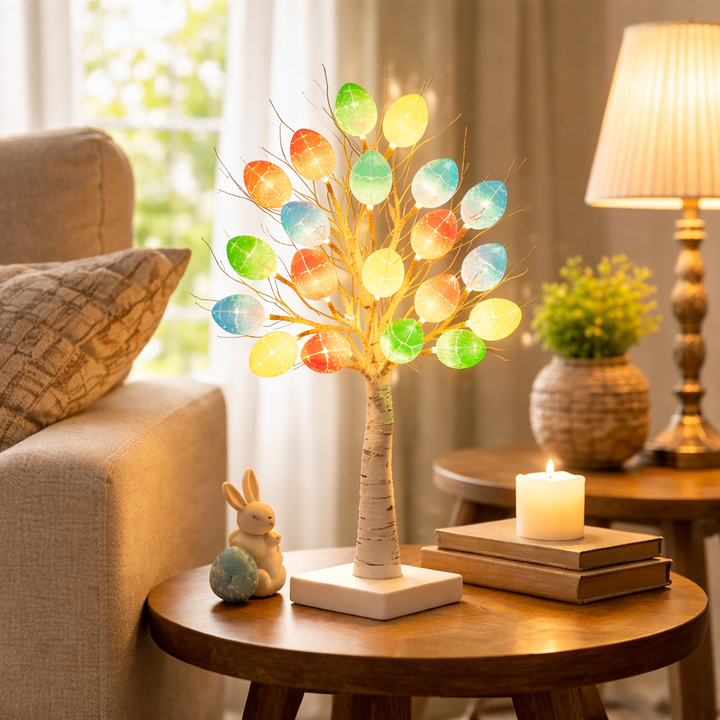 SpringAura - Albero di Pasqua Con luci LED Colorate Per Decorazioni Festive in Casa
