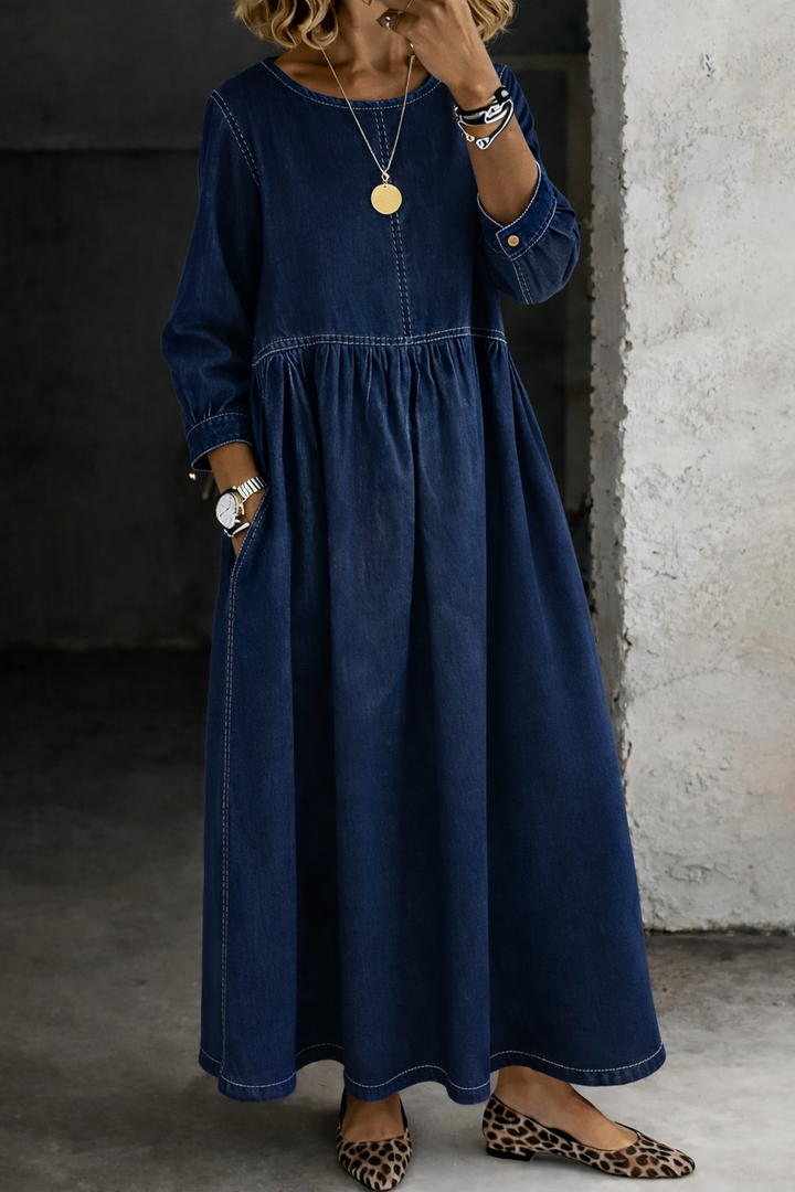 Stelzer - Abito Lungo In Denim Con Scollo Rotondo