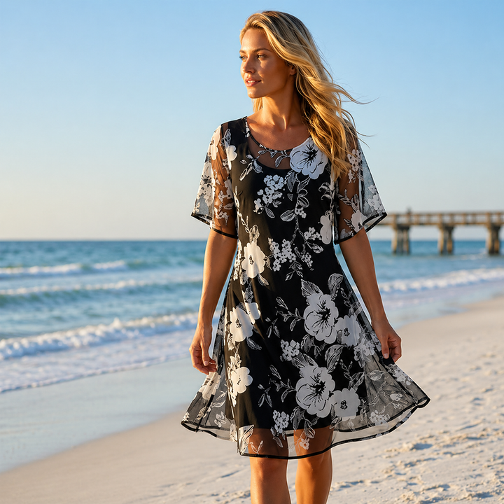 Noay - Elegante Abito in Chiffon Con Motivo Floreale