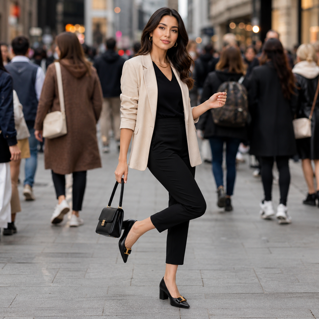 Hadeel - Scarpe Con Punta Affusolata Tacco Largo E Fibbia a Fiocco