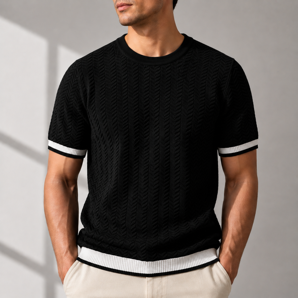 Reagan - Maglione in Maglia a Trama Ruvida a Maniche Corte