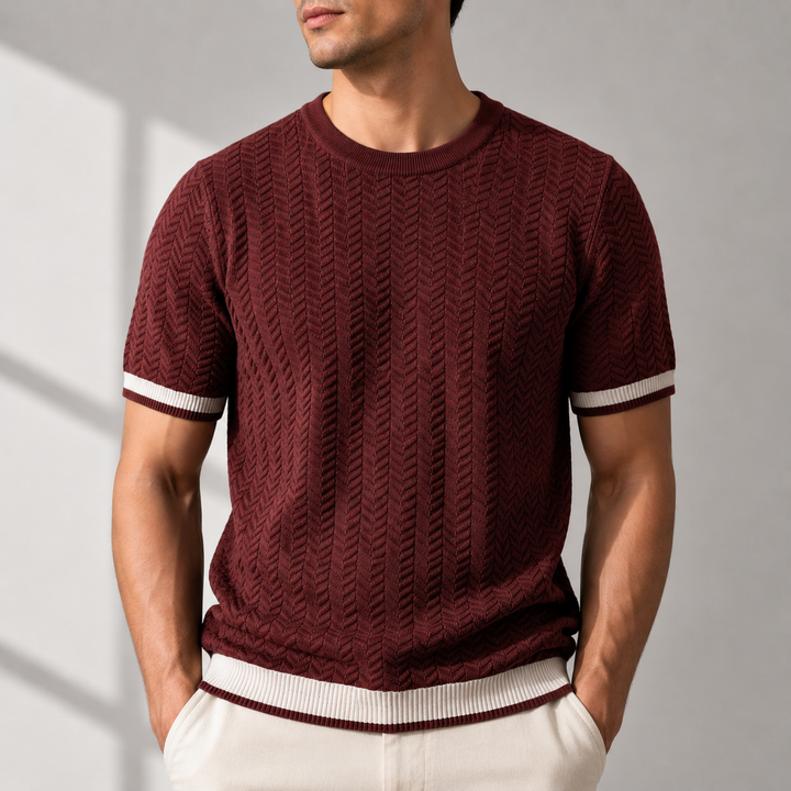 Reagan - Maglione in Maglia a Trama Ruvida a Maniche Corte