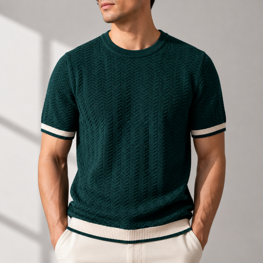 Reagan - Maglione in Maglia a Trama Ruvida a Maniche Corte