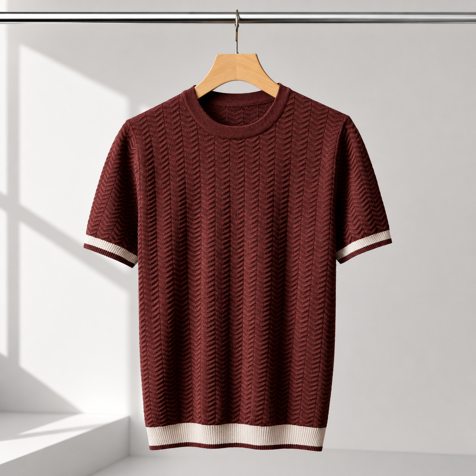 Reagan - Maglione in Maglia a Trama Ruvida a Maniche Corte