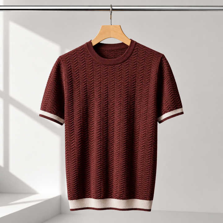 Reagan - Maglione in Maglia a Trama Ruvida a Maniche Corte
