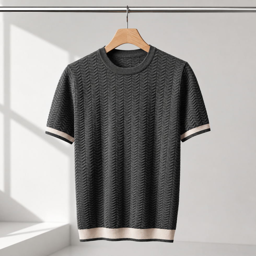 Reagan - Maglione in Maglia a Trama Ruvida a Maniche Corte