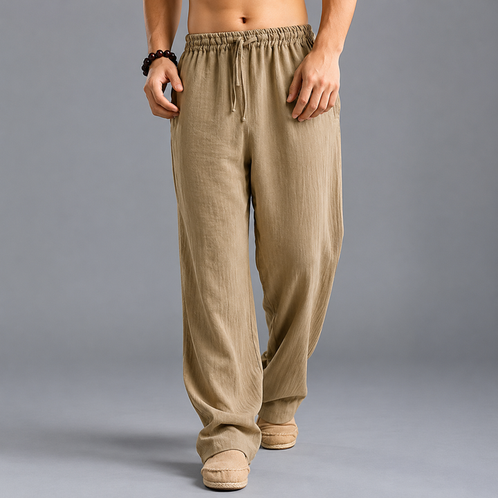 Jooa - Pantaloni Sportivi Larghi in Lino Traspirante Con Coulisse