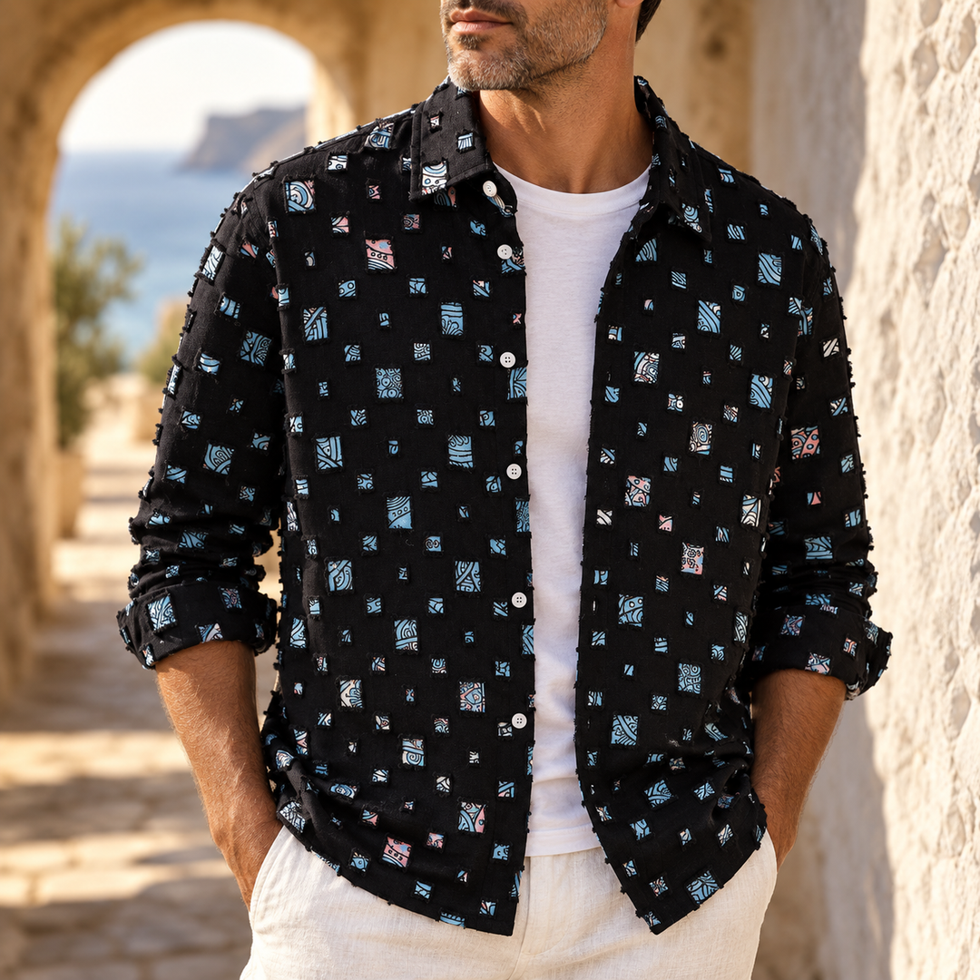 Lipsey - Camicia a Maniche Lunghe Abbottonata Con Motivo a Quadrati in Rilievo
