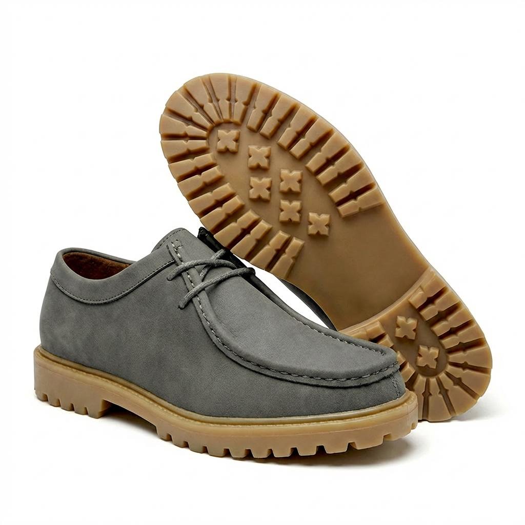 Jasson - Scarpe Stringate in Pelle Scamosciata Con Punta Mocassino