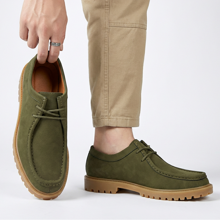 Jasson - Scarpe Stringate in Pelle Scamosciata Con Punta Mocassino