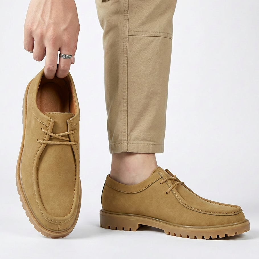 Jasson - Scarpe Stringate in Pelle Scamosciata Con Punta Mocassino