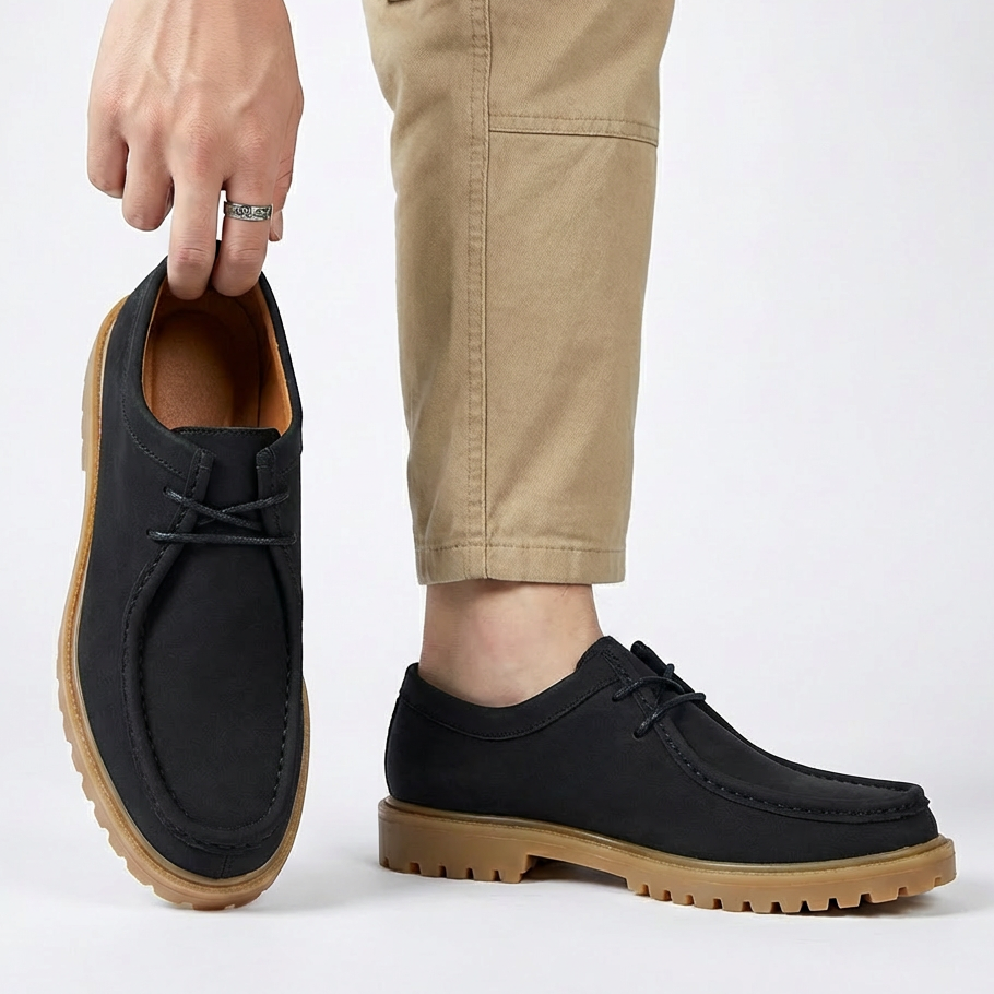 Jasson - Scarpe Stringate in Pelle Scamosciata Con Punta Mocassino