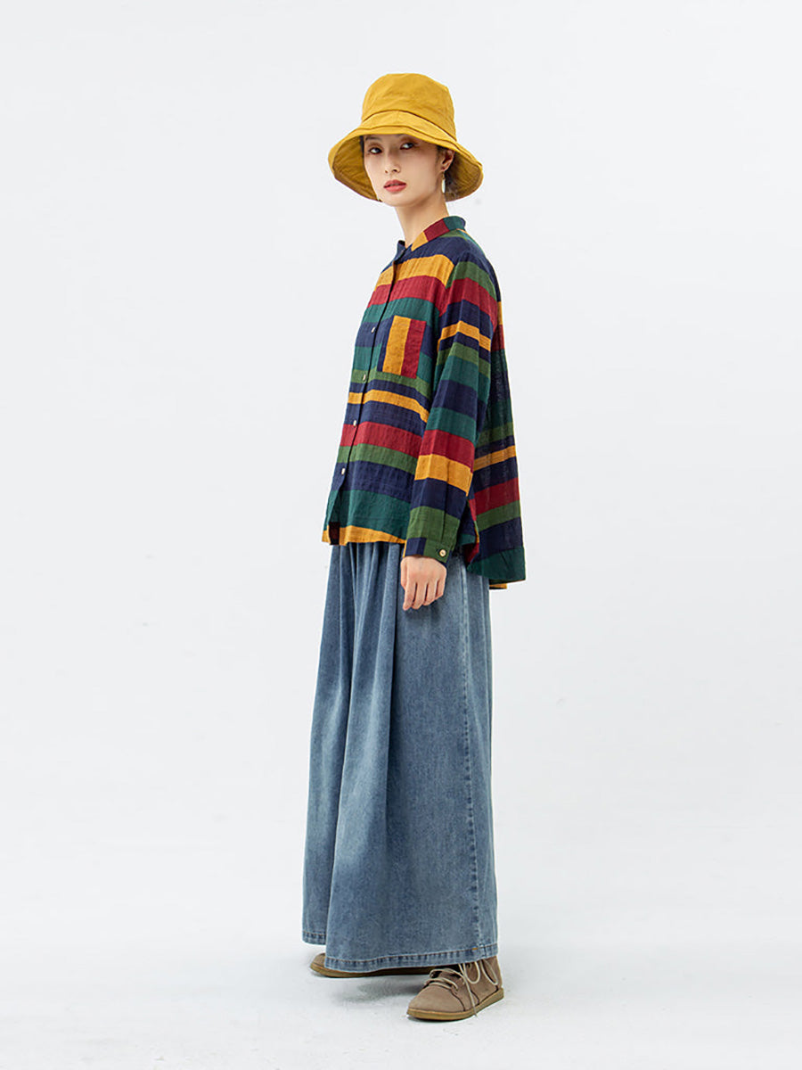 Aelina - Camicia a Maniche Lunghe a Righe
