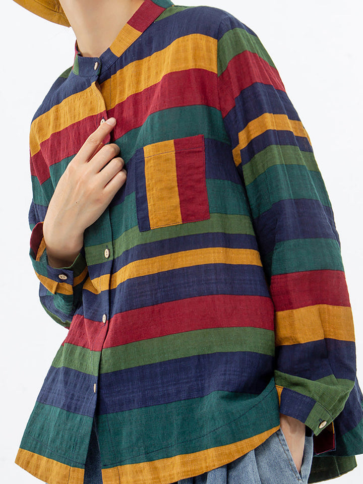 Aelina - Camicia a Maniche Lunghe a Righe