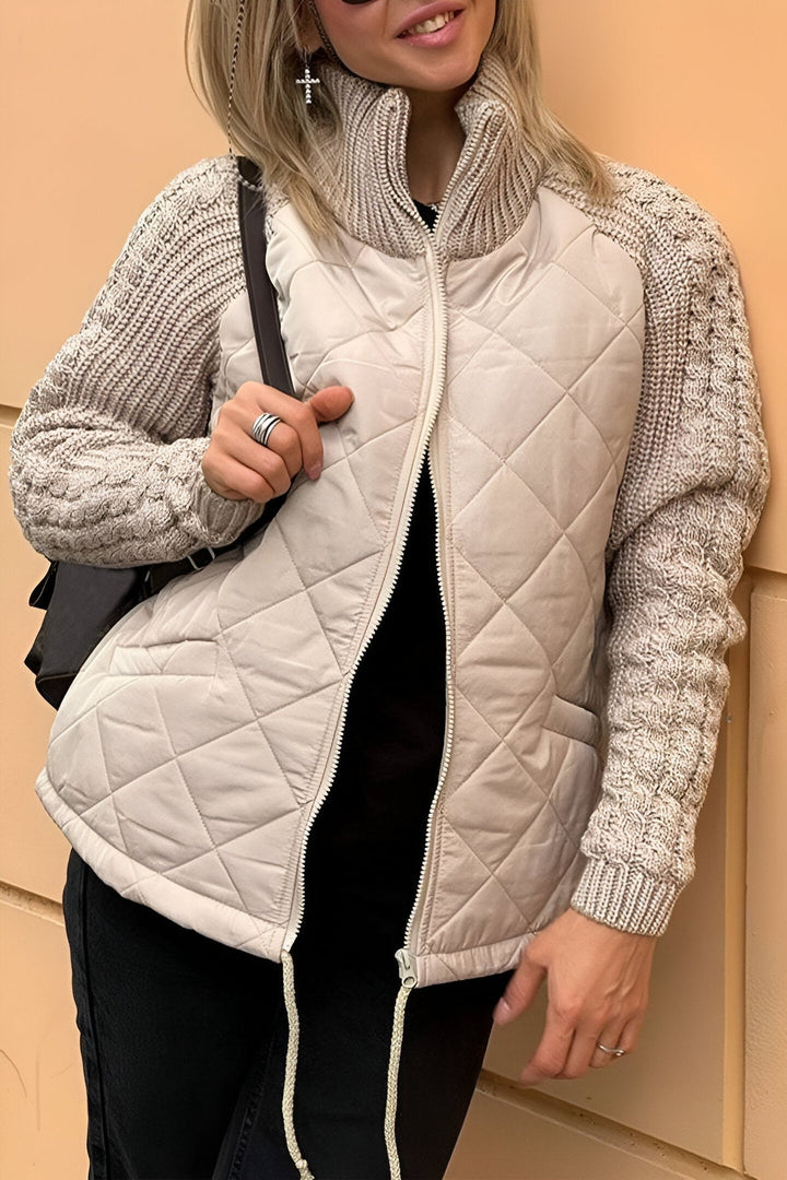 Leonarda - Lavorata a Maglia Patchwork Giacca con Cerniera