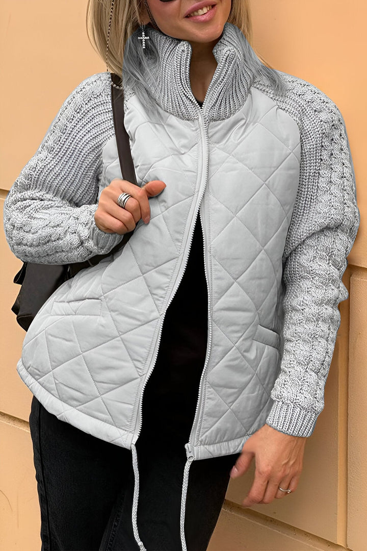 Leonarda - Lavorata a Maglia Patchwork Giacca con Cerniera