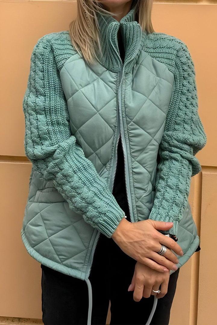 Leonarda - Lavorata a Maglia Patchwork Giacca con Cerniera