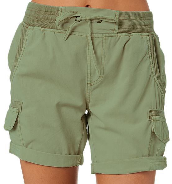 Audria - Pantaloncini Cargo a Vita Alta Con Coulisse e Tasche Cargo
