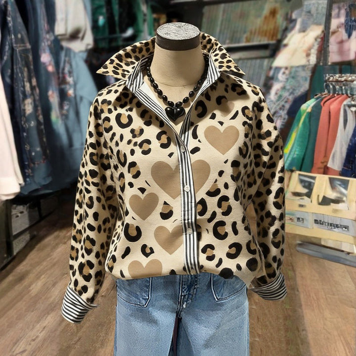 Leonira - Camicetta Vintage Con Stampa Leopardata
