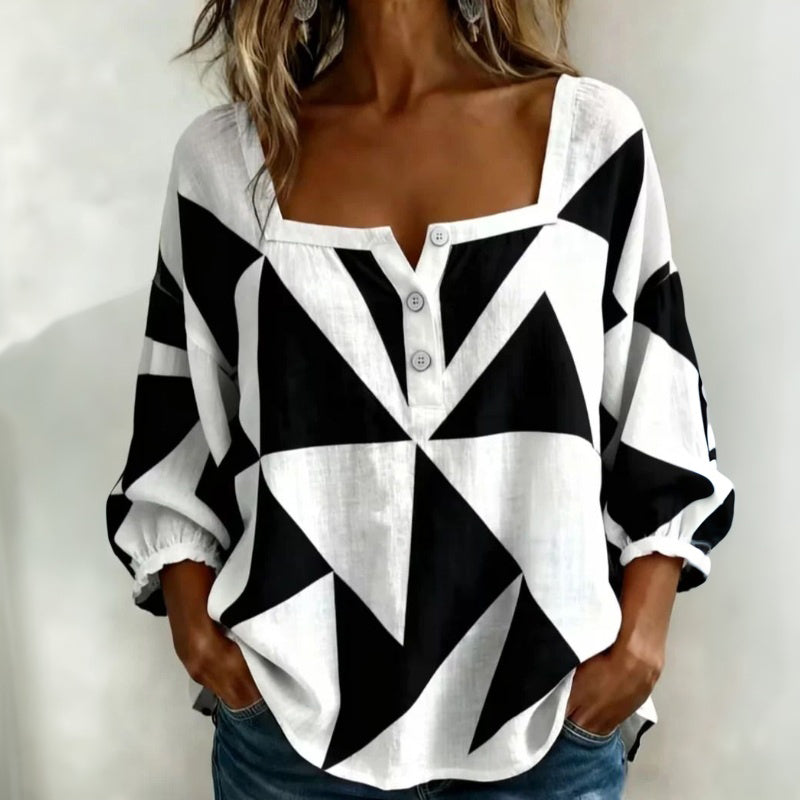 Mayuri  - Camicetta Casual a Motivi Geometrici