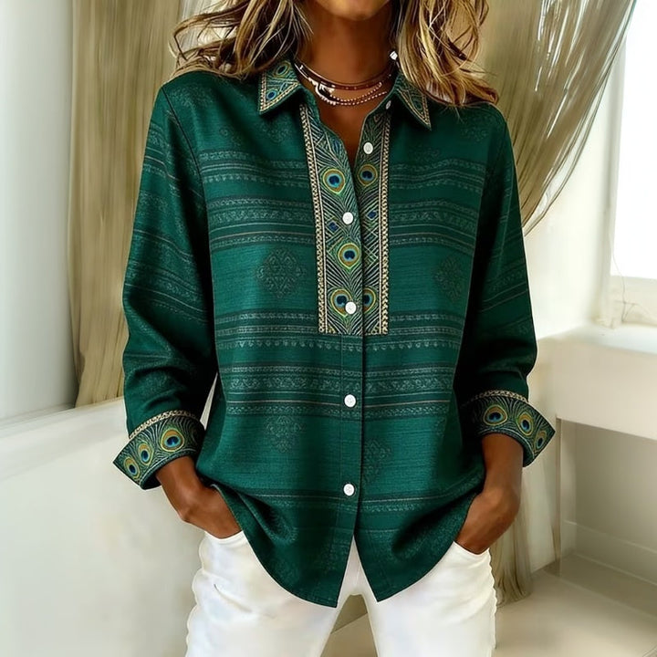 Zilira - Camicia Con Stampa a Piume Di Pavone