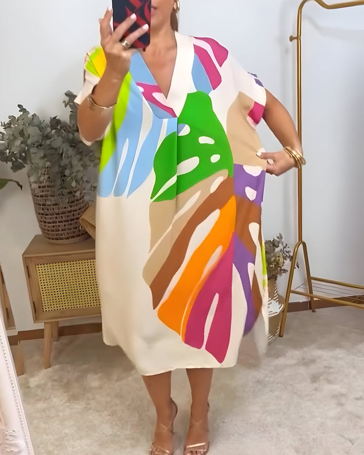 Madeline - Abito Casuale Colorato Con Scollo a V