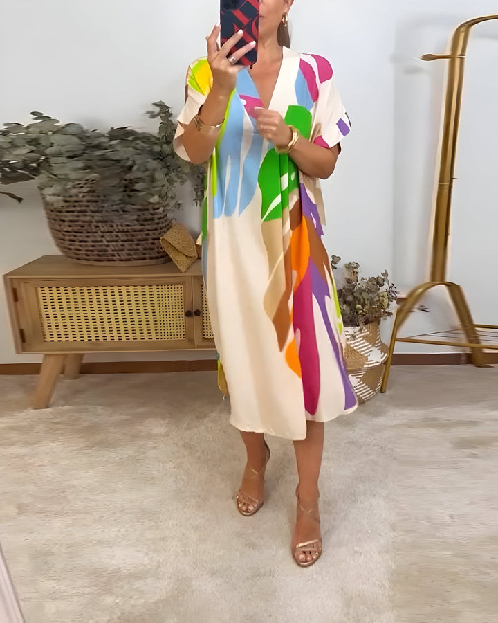 Madeline - Abito Casuale Colorato Con Scollo a V