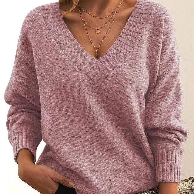 Mordane - Elegante Maglione a Maniche Lunghe Con Scollo a V