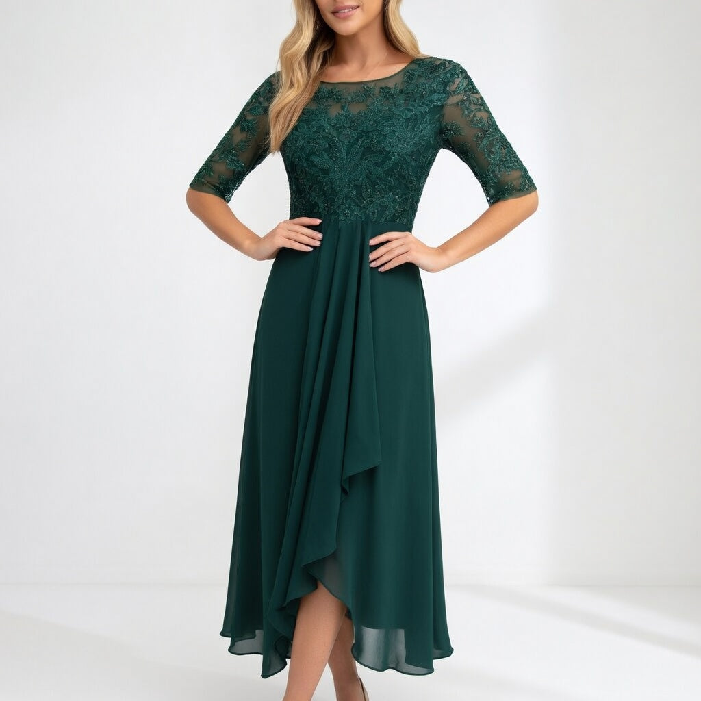 Zerda - Elegante Abito Midi in Pizzo