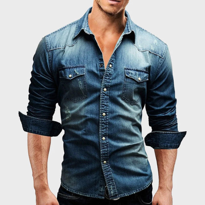 Nemanja - Elegante Camicia In Denim Con Tasche