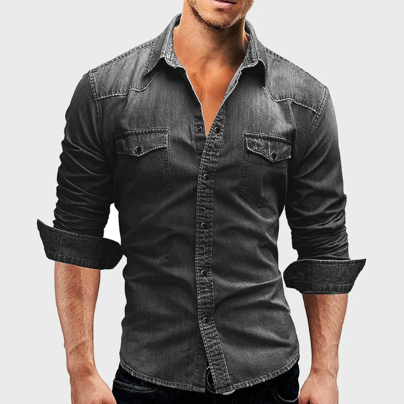 Nemanja - Elegante Camicia In Denim Con Tasche